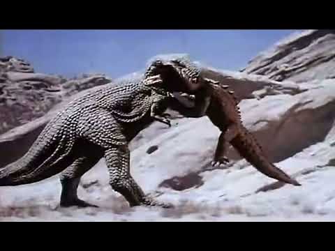Planet of Dinosaurs (1977) T.Rex vs Rhedosaurus