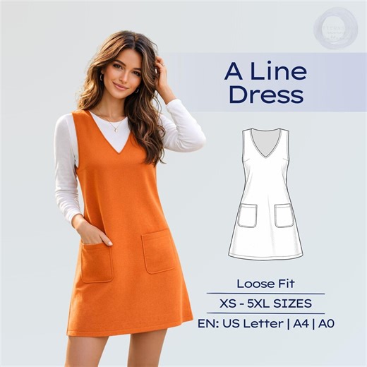 A Line Overall Dress Sewing Pattern, Women Pinafore Pockets Tunic, Tank-dress Sewing Tutorial - Etsy