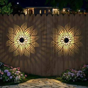 Flower Solar Fence Lights Outdoor 2 Pack Solar Deck Step Wall Lamp Garden Decor - Etsy