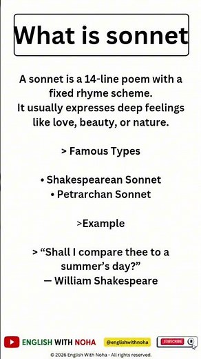 What is Sonnet | Example | Famous Sonnet