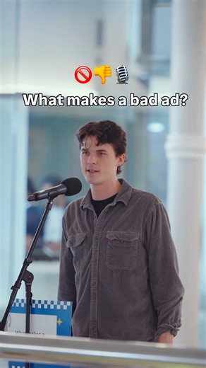 Instagram for Business on Instagram: "Serious question: What makes a bad ad???? ✋ 🚫 Inconsistency 🚫 Not relative to audience 🚫 Wrong targeting 🚫 Crappy audio The list goes on because the people have spoken! Hear what they had to say on the big mic 🎙️🎙️🎙️ Got bad hot takes? Share ‘em below."