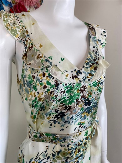 Vintage Silk Floral Ruffle Dress TRISTAN Garden Party Summer Wedding Guest - M - Etsy