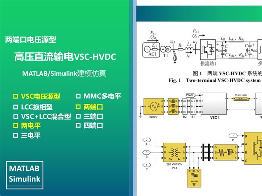 高压直流输电HVDC（一）基于电压源换流器的VSC-HVDC柔性直流输电MATLAB/Simulink仿真