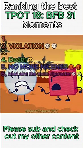 Ranking the best TPOT 18:BFB 31 Moments!