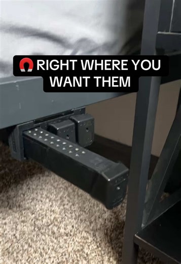Clean nightstand mag setup. Strong magnetic hold.👆 See how MagTEX’s magnetic mag holder keeps mags close — tap the orange shopping cart above #handgun #guns #guntok #storage #glocklife