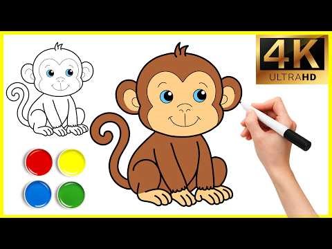 🐵 Monkey Drawing Step by Step | ✏️ Kids Drawing of Monkey | How to Draw a Cute Monkey 🎨✍️