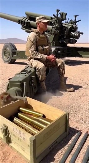 :Funny Monkey Helping Soldier with Artillery Shells | Viral Video