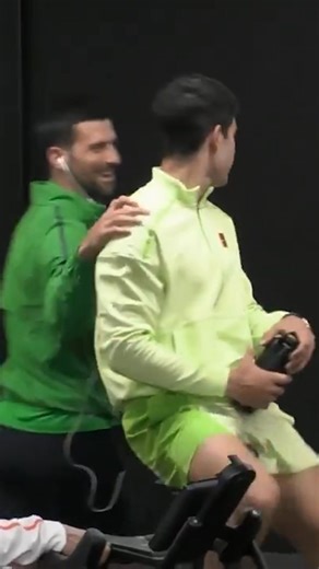 Novak Djokovic took the time to congratulate Carlos Alcaraz before he took the court for his Semi Final. 📹: Australian Open | news.com.au Sport