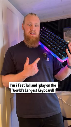 Sean on Instagram: "I play on the World’s Largest Keyboard!🌍😳 #gamer #keyboard #gaming #tall #vikings"