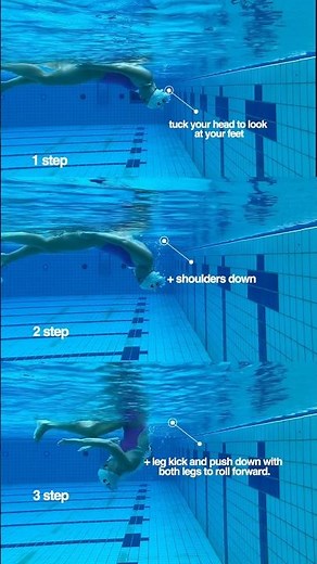 3 steps to learn an underwater somersault for your freestyle flip turn. Swimming basics.