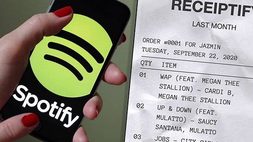 You can make a custom receipt of your top songs on Spotify