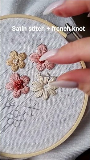 Satin Stitch & French Knots 🌼 | Nursery Flowers Embroidery #embroidery #handmade #tutorial #diy #art