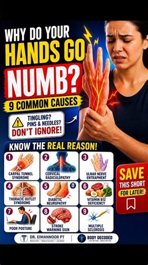 ⚡ Hands going numb? Discover 9 common causes of hand numbness & tingling! #BodyDecoded #numbfingers