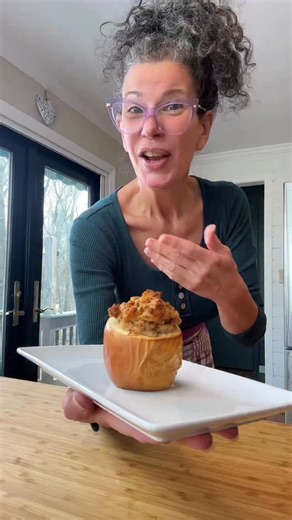 Easy sweet and savory Stuffed Apple recipe. #apple #recipe #baking | Iléna Tovia