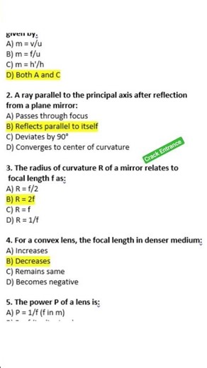 Ray Optics MCQ #shortsfeed