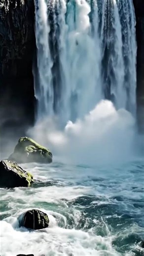 Powerful Mountain Waterfall 🌊 | Fast Flowing Water & Mist | Relaxing Nature Scene #natureshorts #ai