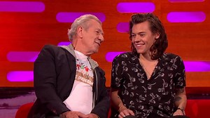 1.2M views · 45K reactions | Exclusive preview clips UP NOW on YouTube. Harry Styles and Gandalf have a cuddle! #harrystyles https://www.youtube.com/watch?v=YPoOz0F-s2I | The Graham Norton Show | Facebook