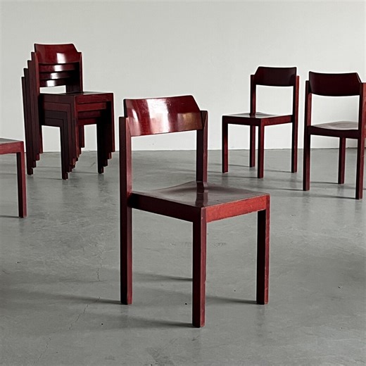 1 of 55 Vintage Stackable Constructivist Maroon Wooden Dining Chairs, Mid-century Modern, 1970s Germany - Etsy