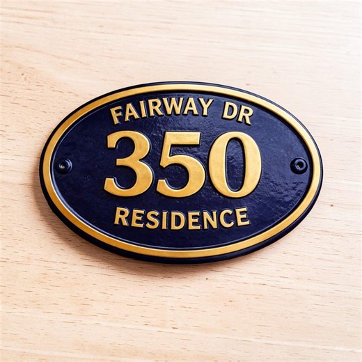 House Number Plaque Oval – Handmade Cast Aluminum Address Sign - Etsy