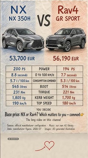 Lexus NX vs. Toyota Rav4 | NX 350h vs. GR SPORT (2026)
