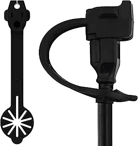 Prong Shield Outdoor Weatherproof Plug Cover - Extension Cord Waterproof Protector Covers for 120v Electric, 3 Prong Male End Weather Proof Exterior Ends Caps for Outside Electrical Plugs (2,Black)