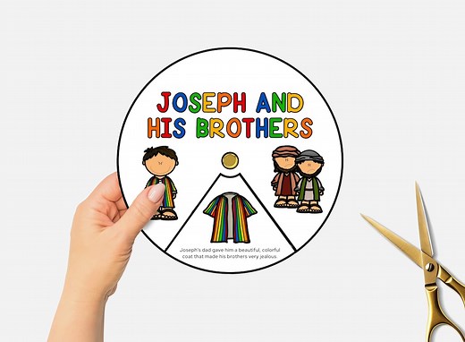 Joseph and His Brothers, Joseph and Coat of Many Colors, Printable Bible Coloring Wheel, Sunday School Craft, Life of Joseph Spinning Wheel - Etsy
