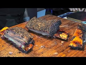 Huge Ribs and Chunks of Roasted Beef. American BBQ, London Street Food