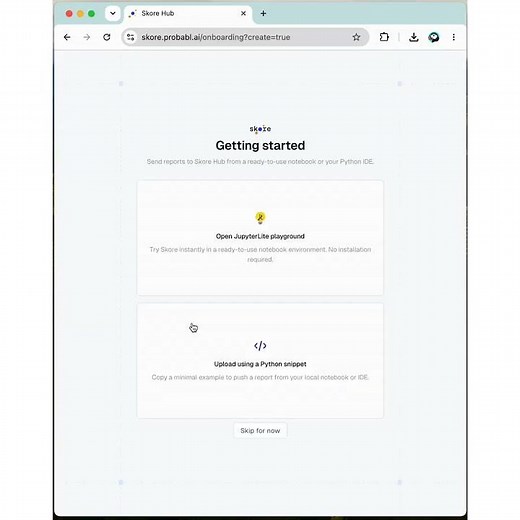 New onboarding to Skore with a Jupyter(lite) notebook