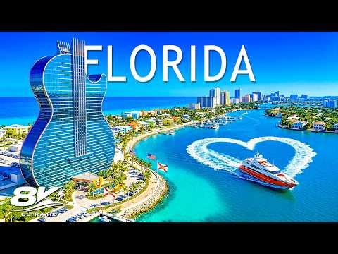 [8K] Florida 🇺🇸 Miami Beach, Biscayne Bay & Coastal Skyline