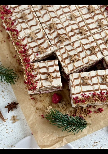 Himbeer-Spekulatius Tiramisu Schnitten Rezept für Weihnachten