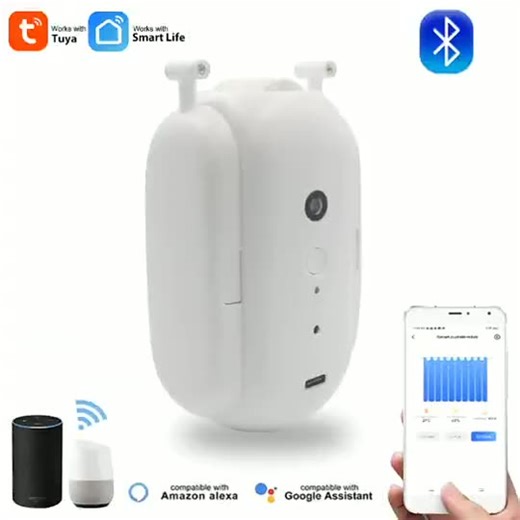 Tuya Smart round Opener for Smart Home Curtains Works with Alexa and Wifi Compatible with Alexa Smart Curtain Driver Robot