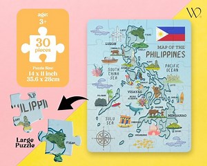Philippine Map Puzzle (30 Pieces) Map of the Philippines Puzzle for Kids | Philippine Landmarks Puzzle - Etsy