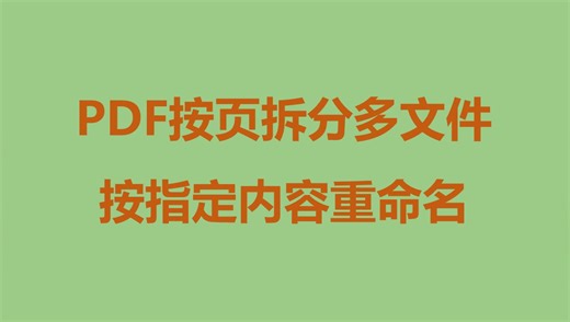 将PDF按页拆分多个PDF文件，并按PDF里指定文字内容对文件批量重命名