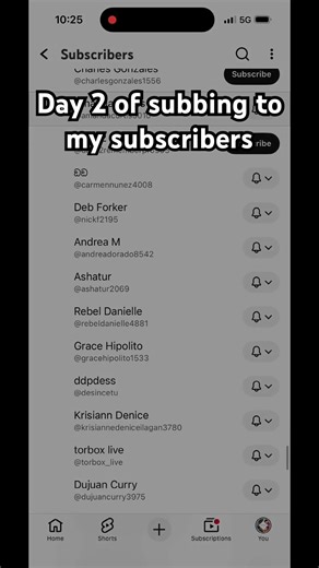 Day 2 of subbing to my subscribers