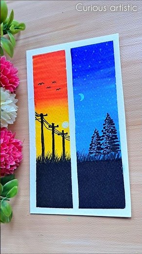 Day and Night painting ✨️day and night painting easy, day and night painting for beginners