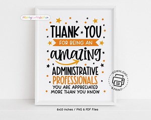 Administrative Professionals Day Sign Printable, Admin Appreciation Week Decor, Office Wall Art, Thank You Admin Poster - Etsy