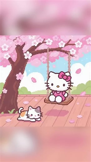 Hello kitty on a Swing🎀.Cute Aesthetic iPhone Lockscreen 4K Dynamic Wallpaper #sanrio #cute #fyp #kitty #wallpaper