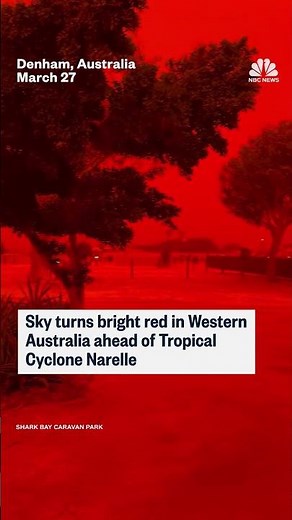 Sky turns bright red in Western Australia ahead of Tropical Cyclone Narelle