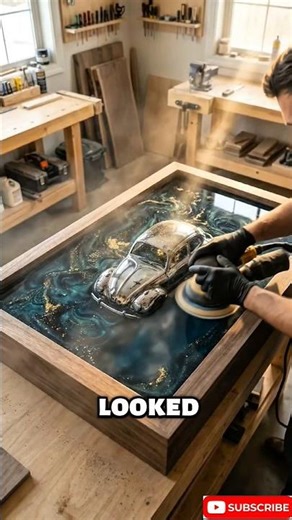 Trapped a VW Beetle Inside a Coffee Table 😱#shorts #epoxy