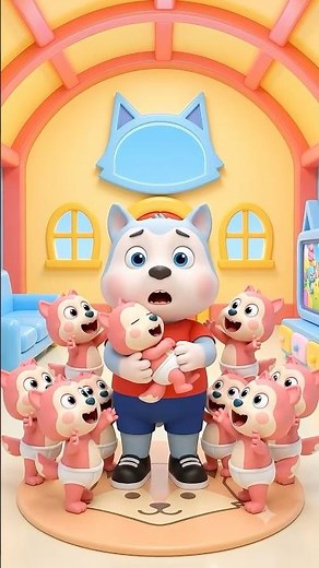 Baby Wolf Takes Care of 100 Babies?! 👶😱 Kids Learn Responsibility #shorts
