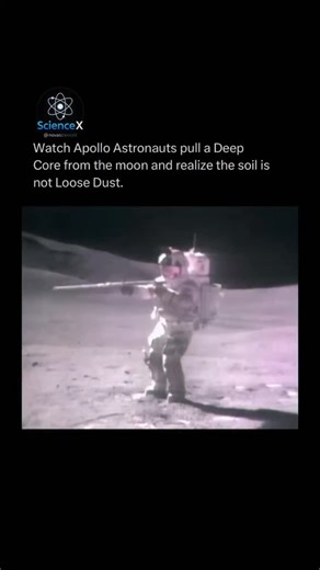 ScienceX on Instagram: "In this Apollo surface clip, the astronauts pull out a deep core sample and examine the bottom of the tube, noting that the material is cohesive and jagged rather than loose or powdery. Those cores acted like a frozen timeline. By preserving distinct layers of lunar soil, they allowed scientists to piece together how meteor impacts, space weathering, and surface processes slowly built up the Moon’s ground over billions of years."