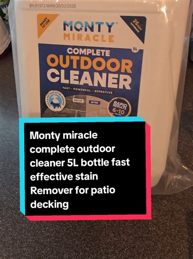 Monty miracle complete outdoor cleaner 5L bottle fast effective stain Remover for patio decking fencing paths driveway render economical conscious slip free results #TikTokMadeMeBuyIt #WhatsForYou #foryourpage #spotlight #cleaner @Monty Miracle