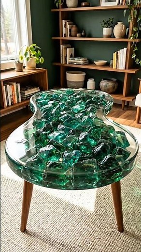 🟢 Epic Green Glass & Resin Table Pour! (Satisfying DIY)