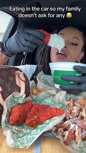 Eating Wingstop Mukbang in the Car