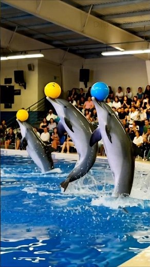 Dolphins Showing Their Amazing Ball Tricks! 🐬🎾#dolphindance #shorts
