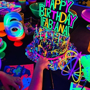 Glow Party Cake Topper, Neon Birthday Cake Topper, Personalized Cake Topper, UV Reflective Cake Decoration, Fluorescent Neon Cake Decor - Etsy