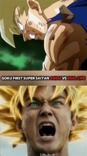 When Goku Became Super Saiyan 😳 Anime vs Real Life#shorts #goku
