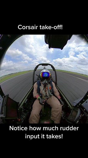 Corsair Cockpit Takeoff: Right Rudder in Action