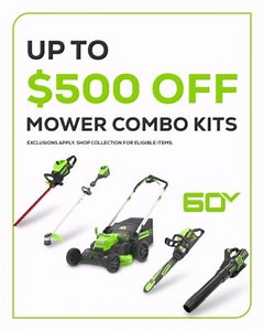 This week only! Save up to $500 on Mower Combo Kits.🔋 Shop Now.👇 https://bit.ly/3ITSBi8 While supplies last. Exclusions apply. Shop collection for eligible items. Only valid on greenworkstools.com. Ends 6/18 at 11:59 EST. #Greenworks #GreenworksTools | Greenworks