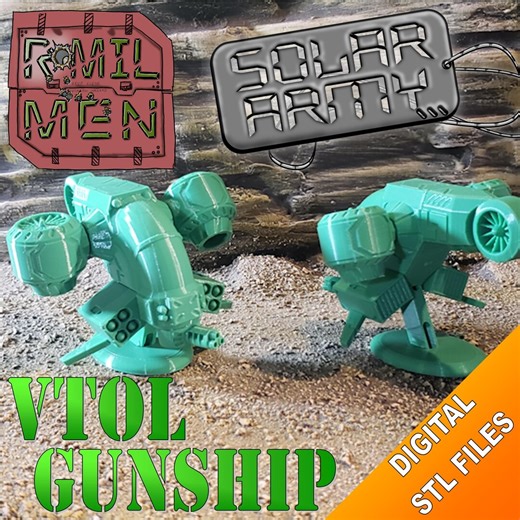 Vtol Gunship - R*MIL MEN - Solar Army - Files for FDM 3D Printing - Etsy